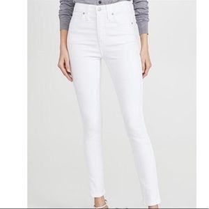 MADEWELL 10” high rise skinny jeans pure white 28P